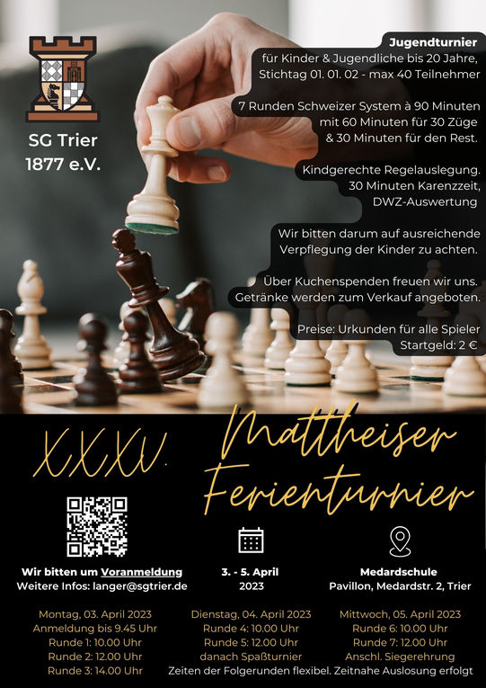 35. Mattheiser Ferienturnier für Kinder und Jugendliche: 3. - 5. April 2023