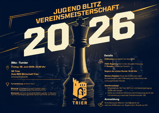 Jugend-Blitz-Vereinsmeisterschaft am 26. Juni 2026